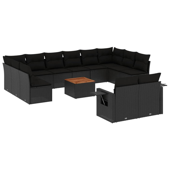 Set Divani da Giardino 13pz con Cuscini Nero in Polyrattancod mxl 117059