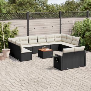 Set Divani da Giardino 13pz con Cuscini Nero in Polyrattan 3257127