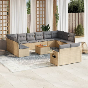 Set Divano da Giardino 13 pz con Cuscini Beige Misto Polyrattancod mxl 113179