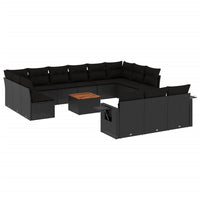 Set Divani da Giardino 14pz con Cuscini in Polyrattan Nero 3257133