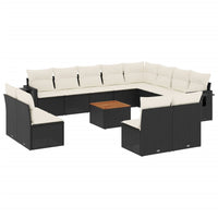 Set Divani da Giardino 13pz con Cuscini Nero in Polyrattan 3257141