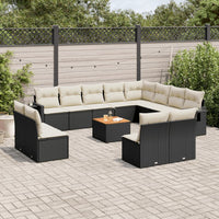 Set Divani da Giardino 13pz con Cuscini Nero in Polyrattan 3257141