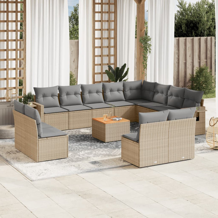 Set Divano da Giardino 13 pz con Cuscini Beige Misto Polyrattan 3257144