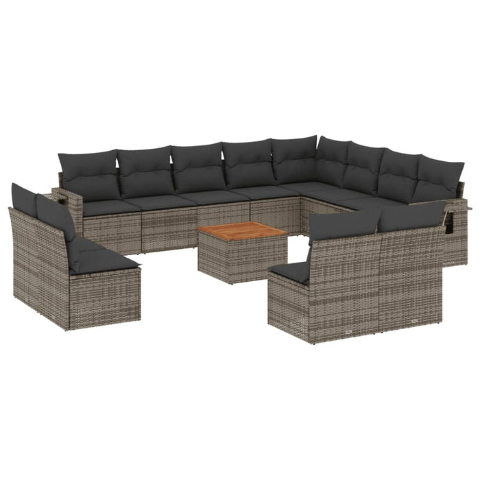 Set Divani da Giardino 13 pz con Cuscini Grigio in Polyrattan 3257145