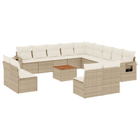 Set Divani da Giardino 14pz con Cuscini in Polyrattan Beige 3257150