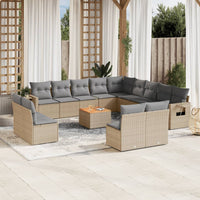 Set Divano da Giardino 14 pz con Cuscini Beige Misto Polyrattan 3257151