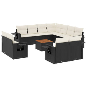 Set Divani da Giardino 12 pz con Cuscini Nero in Polyrattan 3257155