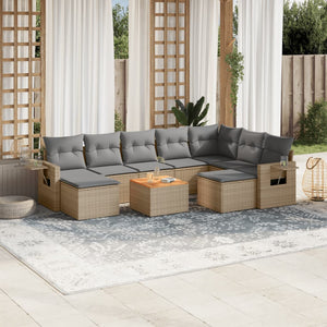 Set Divano da Giardino 10 pz con Cuscini Beige Misto Polyrattancod mxl 116799