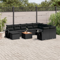 Set Divani da Giardino 11 pz con Cuscini in Polyrattan Nero 3257182