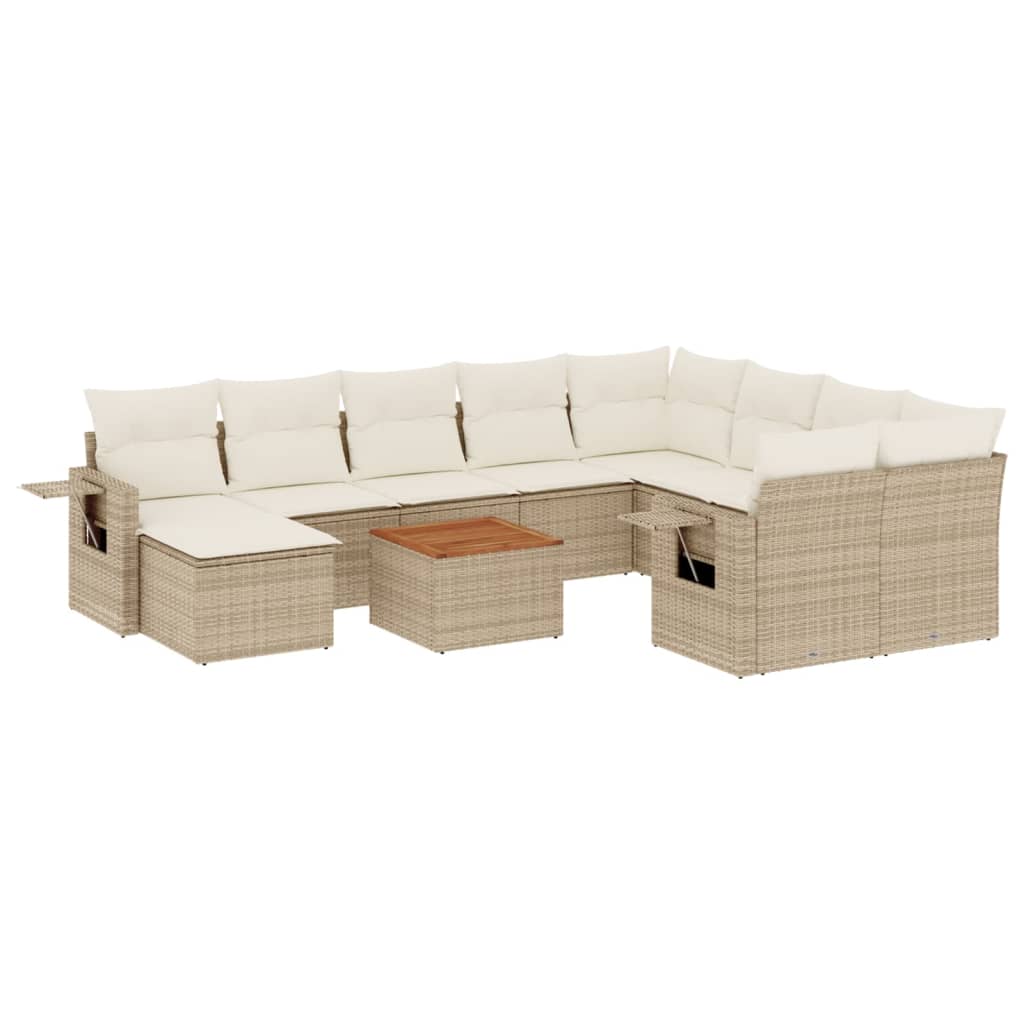 Set Divani da Giardino 11 pz con Cuscini Beige in Polyrattancod mxl 116763