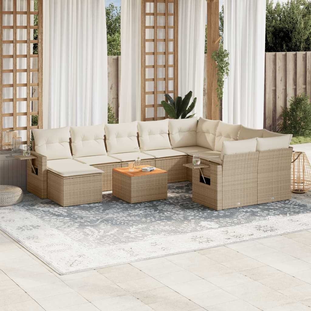 Set Divani da Giardino 11 pz con Cuscini Beige in Polyrattancod mxl 116763