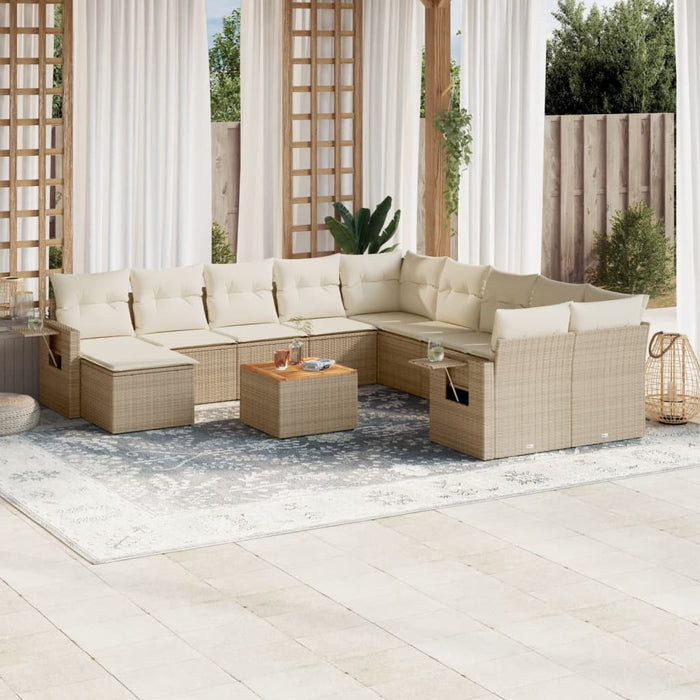 Set Divani da Giardino 14pz con Cuscini in Polyrattan Beigecod mxl 92831