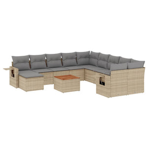 Set Divano da Giardino 12 pz con Cuscini Beige Misto Polyrattan 3257193