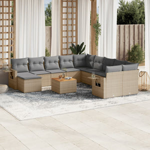 Set Divano da Giardino 12 pz con Cuscini Beige Misto Polyrattan 3257193