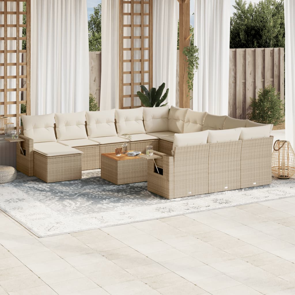 Set Divano da Giardino 13 pz con Cuscini Beige in Polyrattancod mxl 89202