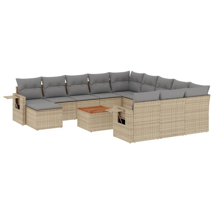 Set Divano da Giardino 13 pz con Cuscini Beige Misto Polyrattan 3257200