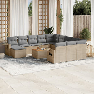 Set Divano da Giardino 13 pz con Cuscini Beige Misto Polyrattan 3257200