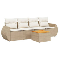 Set Divano da Giardino 5 pz con Cuscini Beige in Polyrattan 3257213