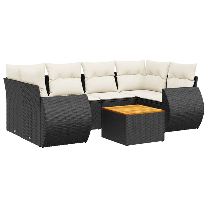 Set Divani da Giardino con Cuscini 7pz Nero Polyrattan 3257232