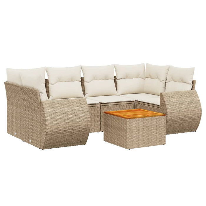 Set Divani da Giardino 7 pz con Cuscini Beige in Polyrattan 3257234