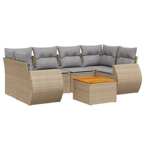 Set Divani da Giardino 7 pz con Cuscini Beige in Polyrattan 3257235