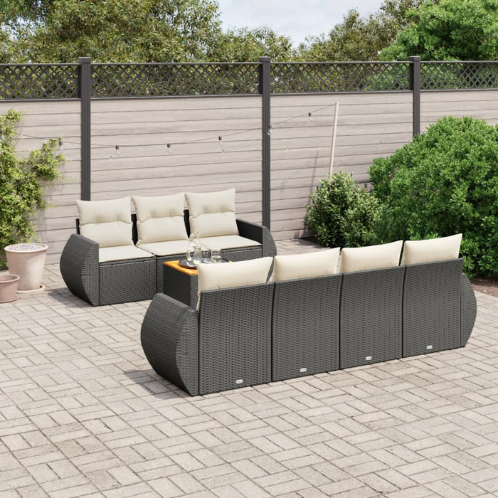 Set Divani da Giardino con Cuscini 8 pz Nero in Polyrattan 3257239