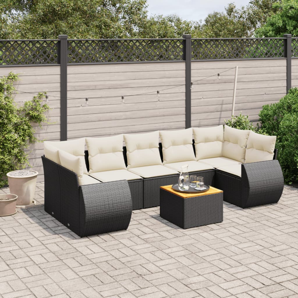 Set Divani da Giardino con Cuscini 8 pz Nero in Polyrattan 3257246