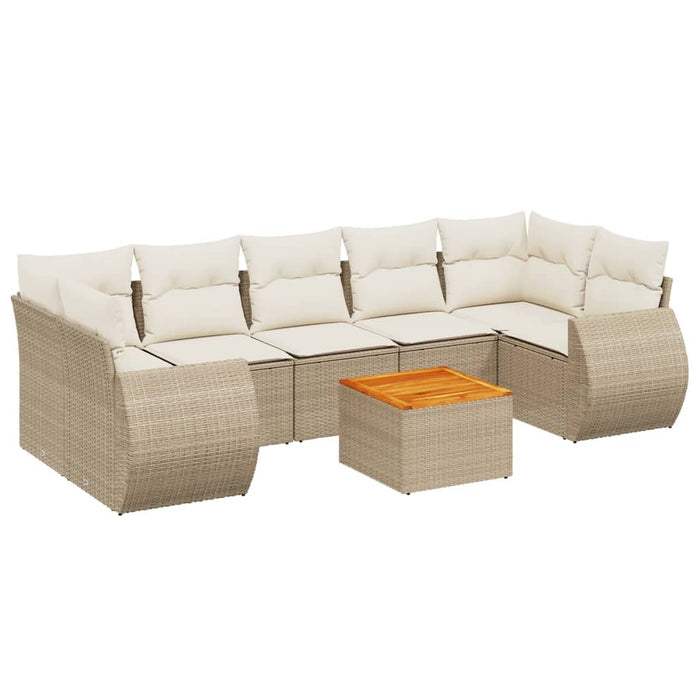 Set Divano da Giardino 8 pz con Cuscini Beige in Polyrattan 3257248