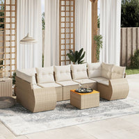 Set Divano da Giardino 8 pz con Cuscini Beige in Polyrattan 3257248