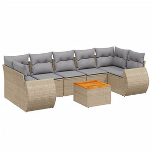 Set Divano da Giardino 8 pz con Cuscini Beige in Polyrattancod mxl 92832