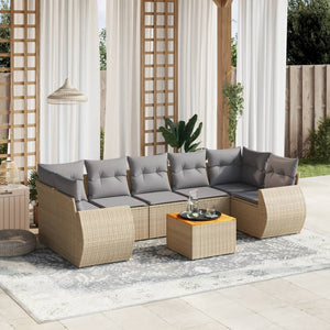 Set Divano da Giardino 8 pz con Cuscini Beige in Polyrattancod mxl 92832