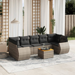 Set Divano da Giardino 8 pz con Cuscini Grigio in Polyrattan 3257250