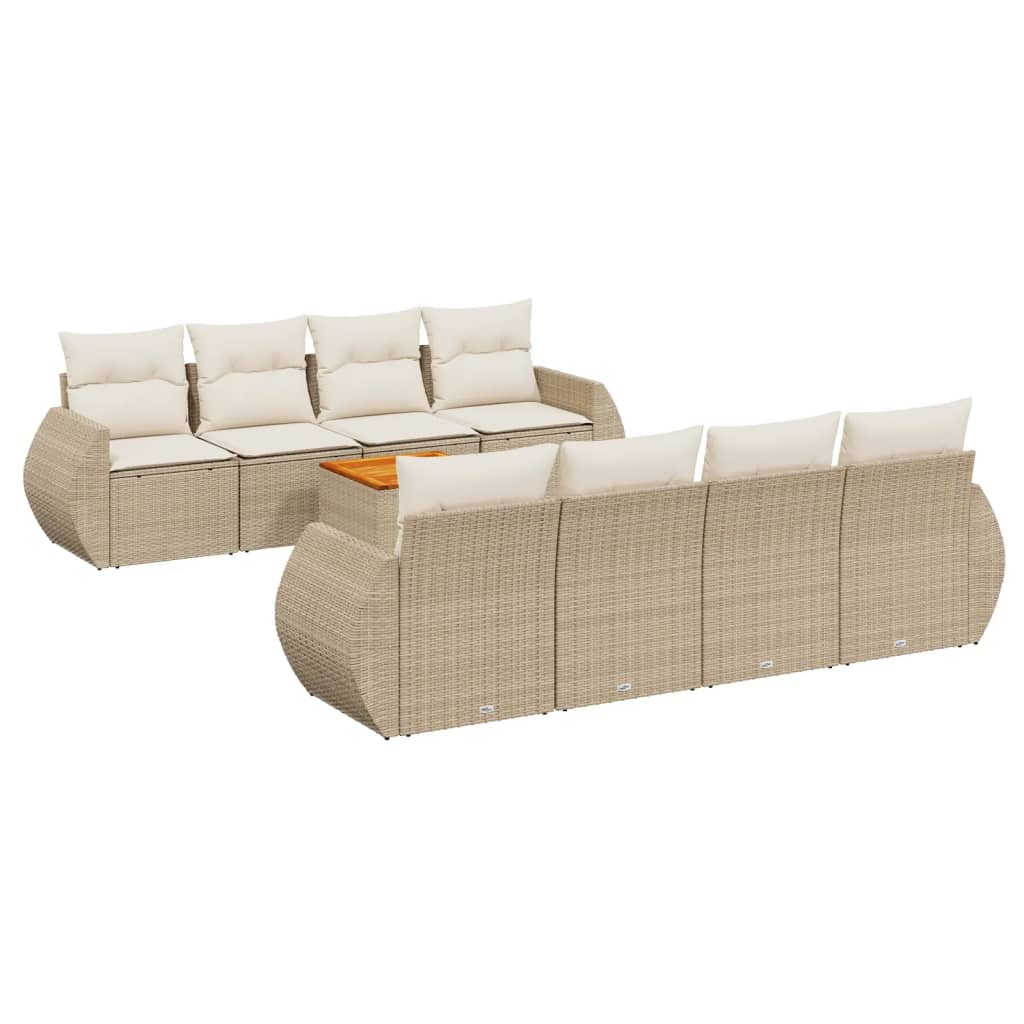 Set Divano da Giardino 9 pz con Cuscini Beige in Polyrattancod mxl 113289