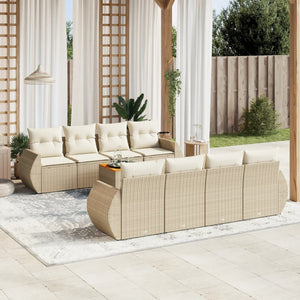 Set Divano da Giardino 9 pz con Cuscini Beige in Polyrattancod mxl 113289