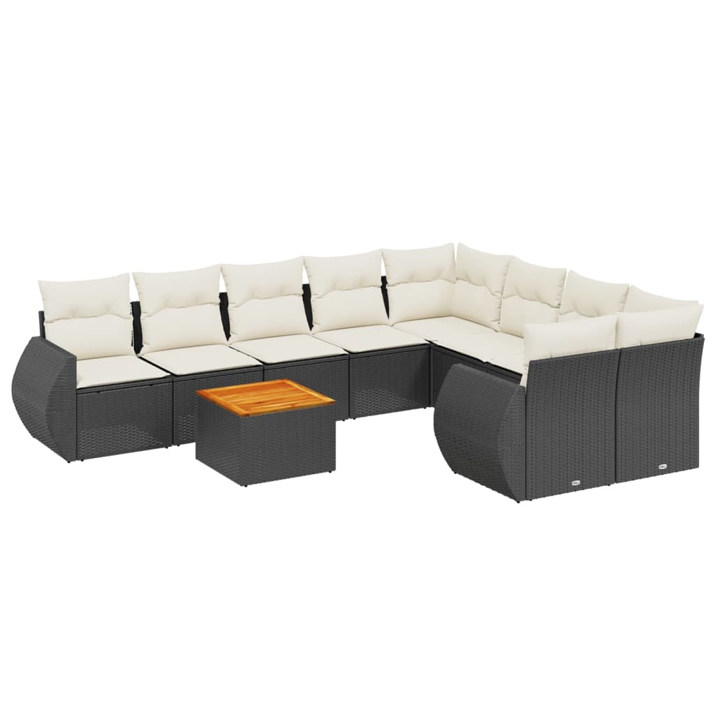 Set Divani da Giardino 9 pz con Cuscini Nero in Polyrattancod mxl 116795