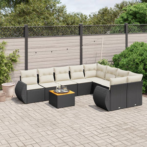 Set Divani da Giardino 9 pz con Cuscini Nero in Polyrattancod mxl 116795