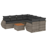 Set Divano da Giardino 9 pz con Cuscini Grigio in Polyrattan 3257264