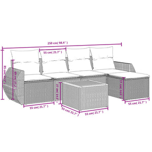 Set Divano da Giardino 6 pz con Cuscini Beige in Polyrattancod mxl 89359