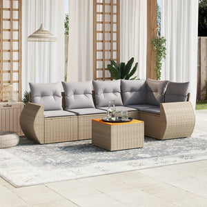 Set Divano da Giardino 6 pz con Cuscini Beige in Polyrattan 3257326