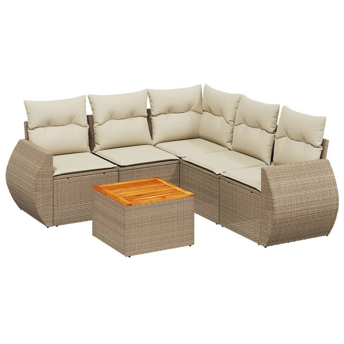 Set Divano da Giardino 6 pz con Cuscini Beige in Polyrattan 3257332