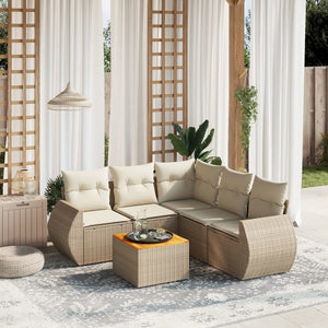 Set Divano da Giardino 6 pz con Cuscini Beige in Polyrattan 3257332