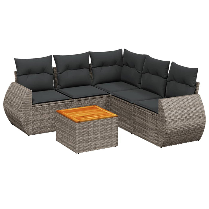 Set Divano da Giardino 6 pz con Cuscini Grigio in Polyrattan 3257334