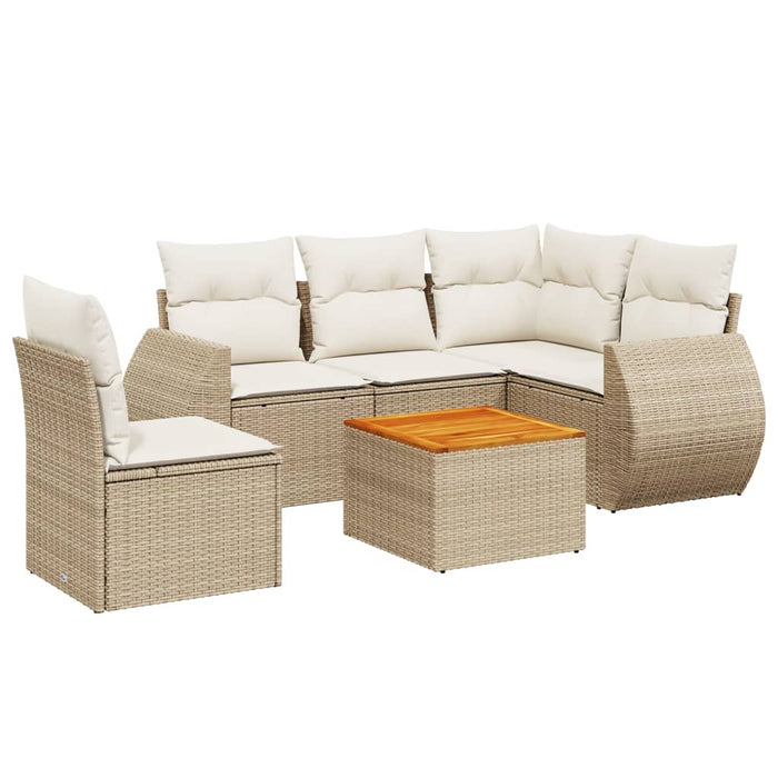 Set Divano da Giardino 6 pz con Cuscini Beige in Polyrattancod mxl 87990