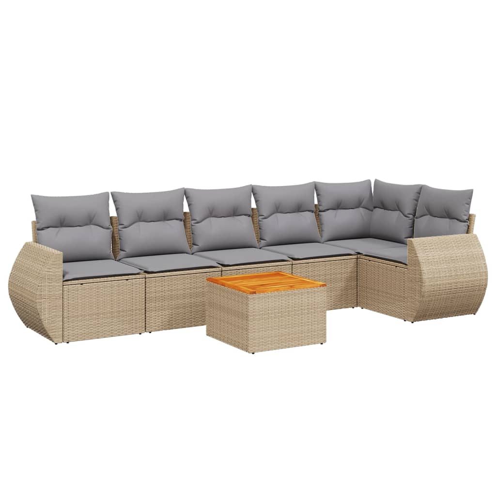 Set Divani da Giardino 7 pz con Cuscini Beige in Polyrattancod mxl 89452