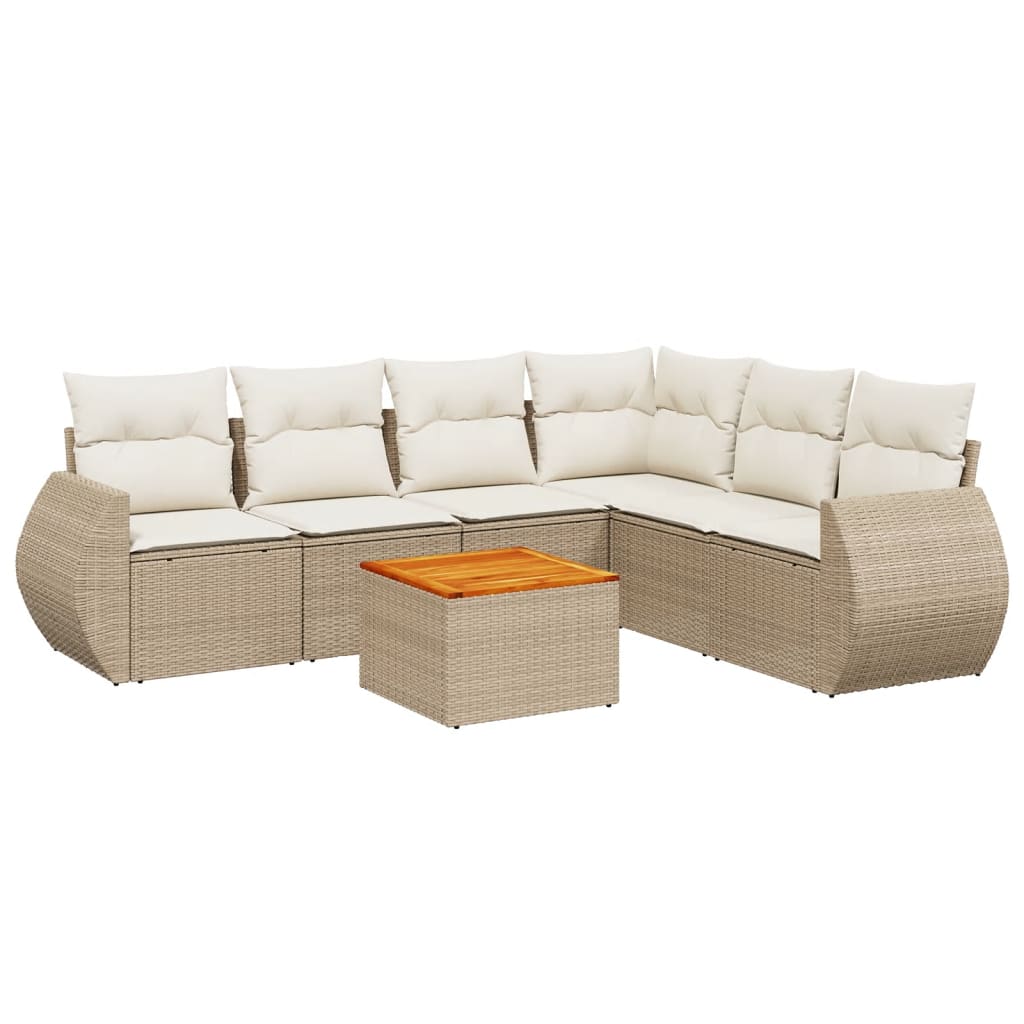 Set Divani da Giardino 7 pz con Cuscini Beige in Polyrattancod mxl 87992