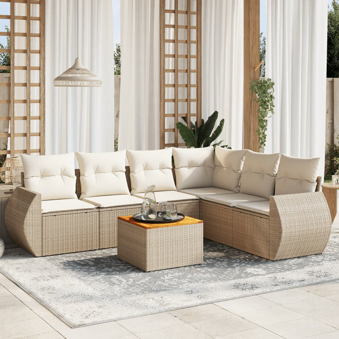 Set Divani da Giardino 7 pz con Cuscini Beige in Polyrattancod mxl 87992