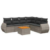 Set Divani da Giardino 7 pz con Cuscini Grigio in Polyrattan 3257355