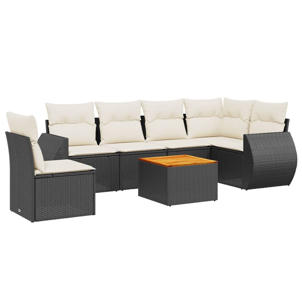 Set Divani da Giardino con Cuscini 7pz Nero Polyrattan 3257358