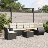 Set Divani da Giardino con Cuscini 7pz Nero Polyrattancod mxl 89586