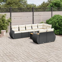 Set Divani da Giardino 9 pz con Cuscini Nero in Polyrattancod mxl 112032